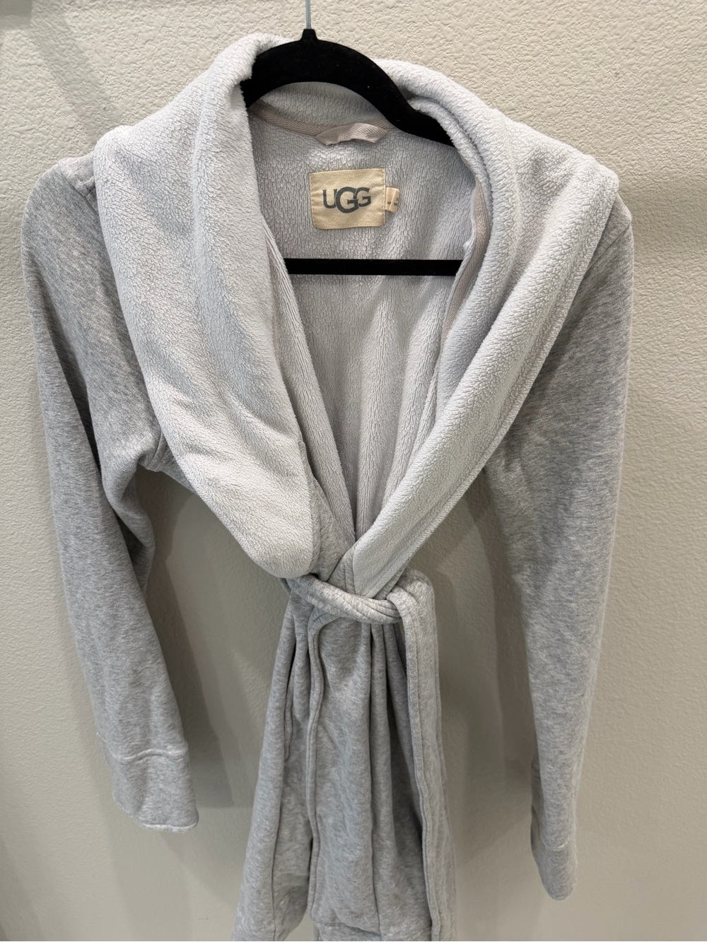 UGG Light Gray Plush Hooded Robe Jacket